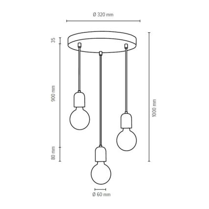 Schnur-Hängeleuchte AMORY 3xE27/60W/230V – FSC-zertifiziert