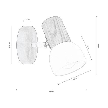 Wand-Spotleuchte NEL 1xE27/15W/230V Kiefer – FSC-zertifiziert