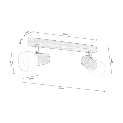 Deckenspotleuchte NEL 2xE27/15W/230V Kiefer – FSC-zertifiziert