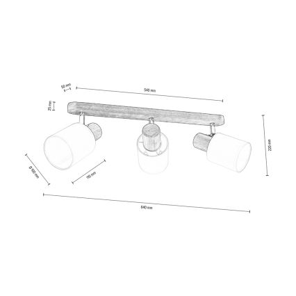 Deckenspotleuchte TRENDY 3xE27/15W/230V Kiefer – FSC-zertifiziert