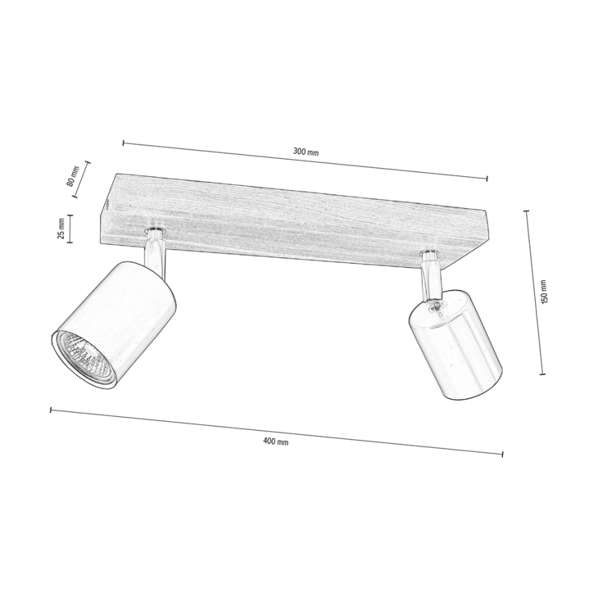 Deckenspotleuchte MANARA 2xGU10/5W/230V Nussbaumholz – FSC-zertifiziert
