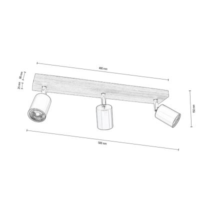 Deckenspotleuchte MANARA  3xGU10/5W/230V Kiefer – FSC-zertifiziert