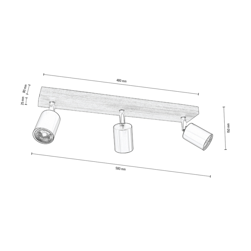 Deckenspotleuchte MANARA  3xGU10/5W/230V Kiefer – FSC-zertifiziert