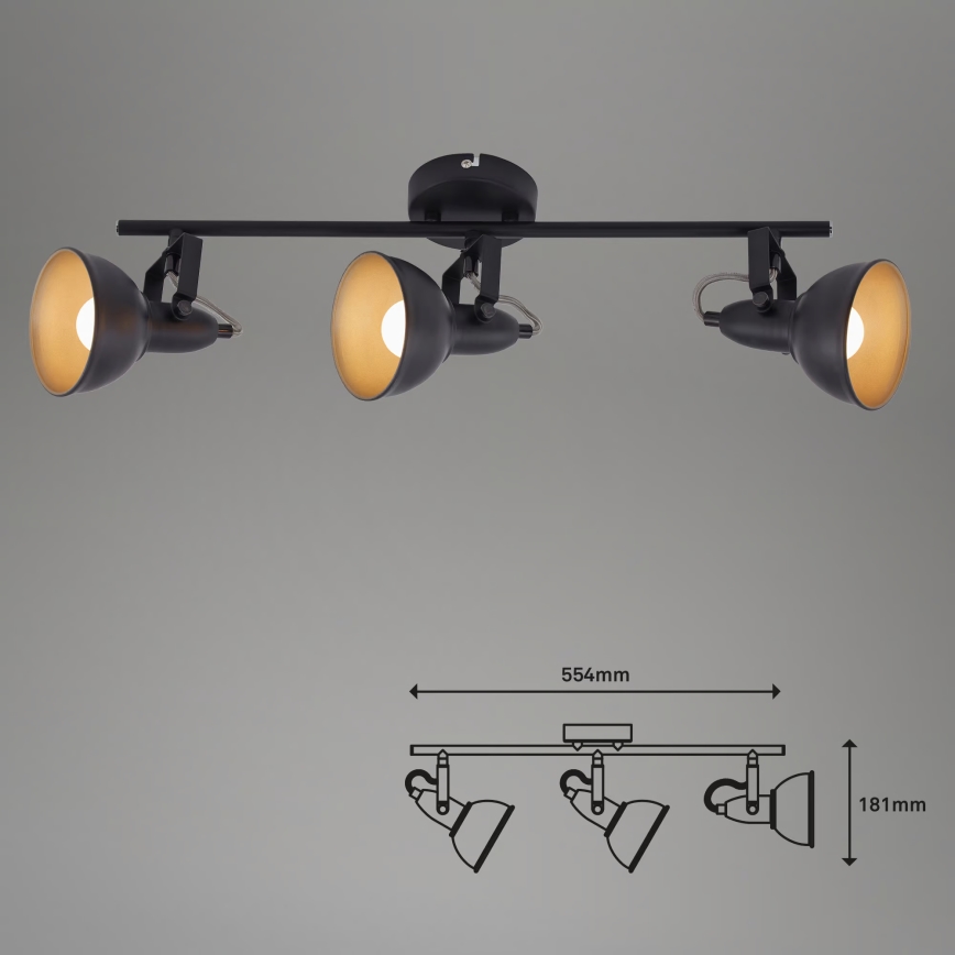 Spotleuchte 3x E14/40W/230V, schwarz