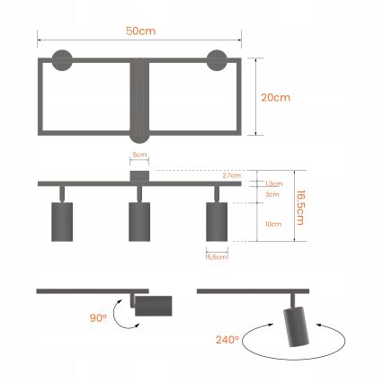 Spotleuchte 3xGU10/30W/230V schwarz