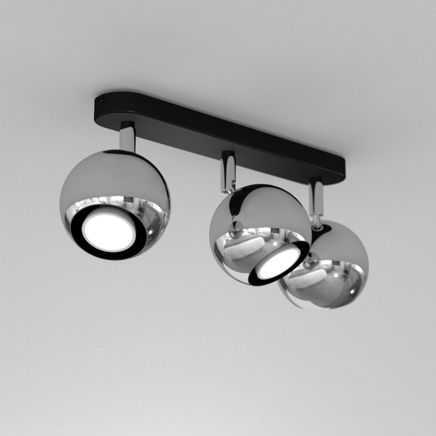 Spotlight COMET 3xGU10/8W/230V schwarz/chrom glänzend