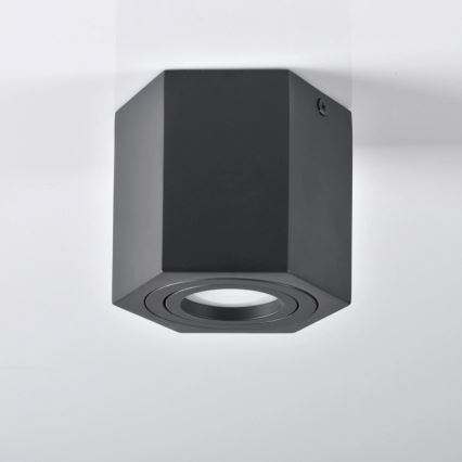 Spotlight HEXAGON 1xGU10/10W/230V schwarz