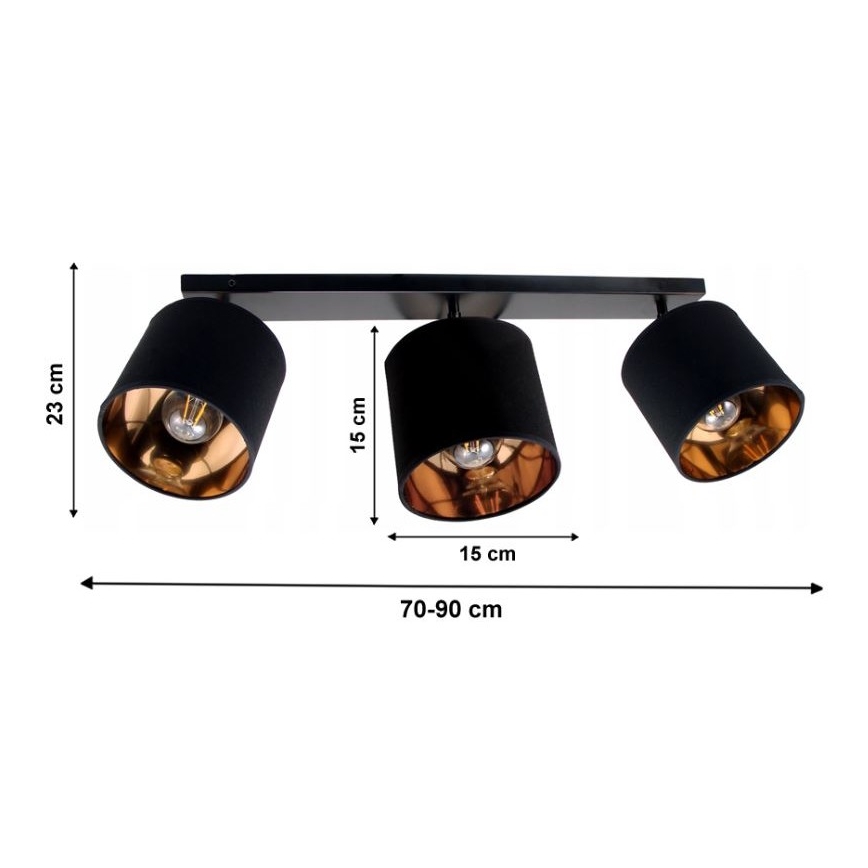 Spotlight SOFIA 3xE27/60W/230V schwarz