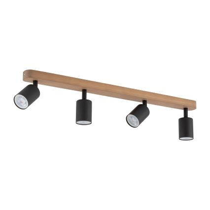 Spotlight TOP WOOD 4xGU10/10W/230V schwarz/Holz