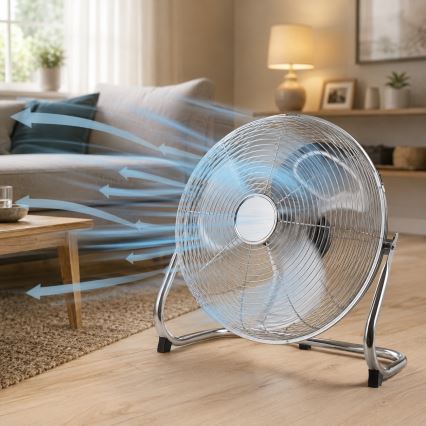 Standventilator 140W/230V, Ø 45 cm, glänzend verchromt