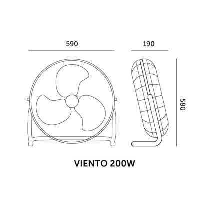 Standventilator VIENTO 200 W/230 V glänzender Chrom