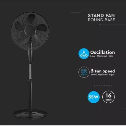 Standventilator Ø 43 cm, 55 W/230 V, schwarz