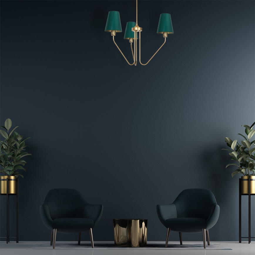 Stange-Kronleuchter  VICTORIA 3xE27/60W/230V grün