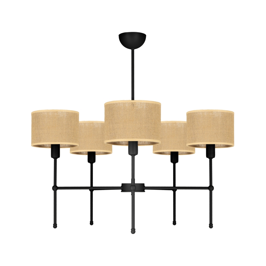 Stangen-Deckenleuchte MADELA 5xE14/40W/230V Jute/Schwarz