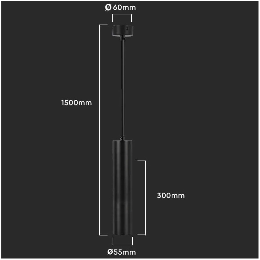 Stangen-Kronleuchter 1xGU10/35W/230V 30 cm schwarz