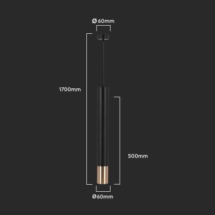 Stangen-Kronleuchter 1xGU10/35W/230V 50 cm schwarz/gold