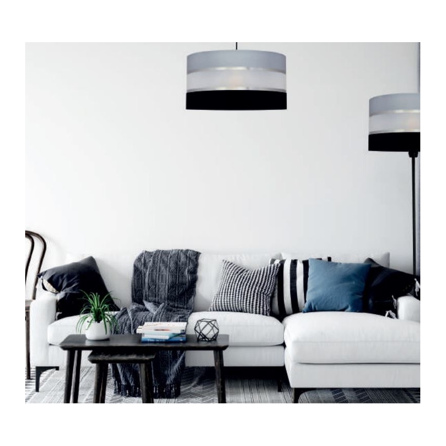 Stangen-Kronleuchter HELEN 3xE27/15W/230V schwarz/grau/chrom glänzend
