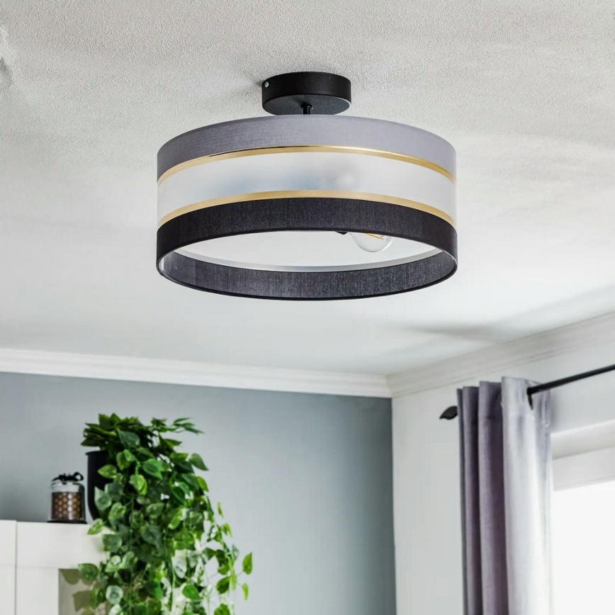 Stangen-Kronleuchter HELEN 3xE27/15W/230V schwarz/grau/gold