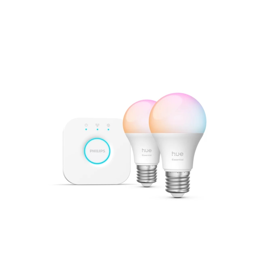 Starter-Set Philips Hue White and Color Ambiance Essential 2×E27/8W/230V 2200–6500K inkl. Hue Bridge