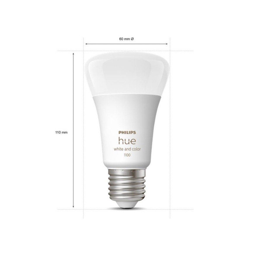 Philips Hue WHITE AND COLOR AMBIANCE Starter-Set 3×E27/9W 2000–6500K + Hue Bridge und Dimmer Switch