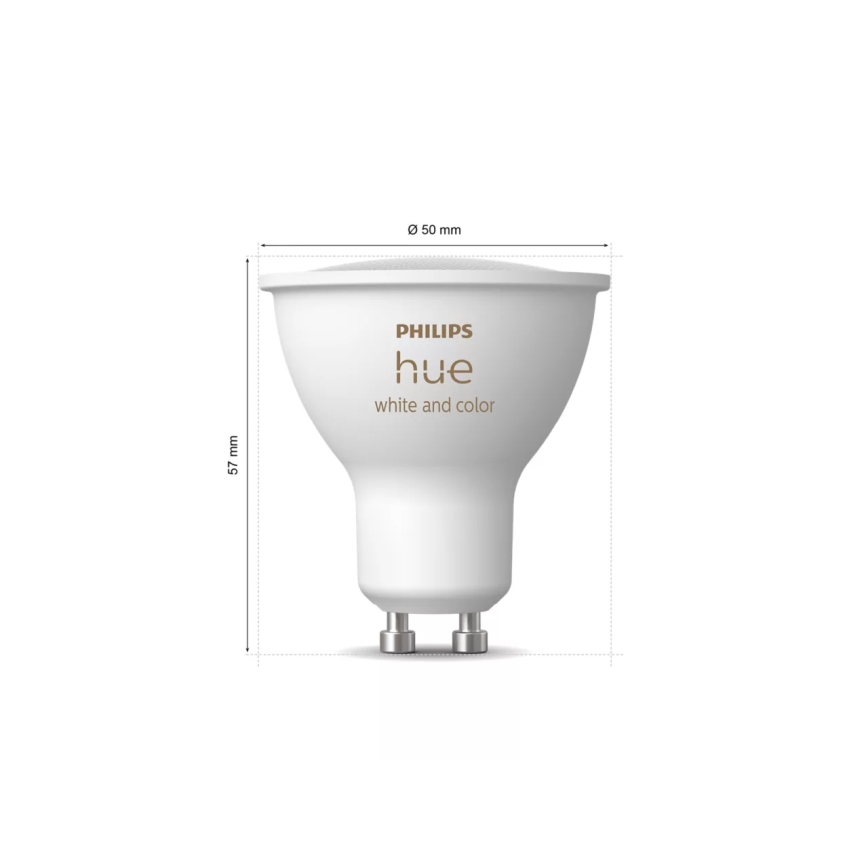 Starter-Set Philips Hue WHITE AND COLOR AMBIANCE 3xGU10/4,2W 2000-6500K + Hue Bridge und Dimmer Switch