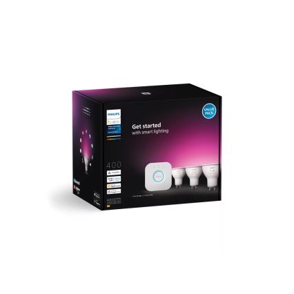 Starter-Set Philips Hue WHITE AND COLOR AMBIANCE 3xGU10/4,2W/230V 2200-6500K + Hue Bridge