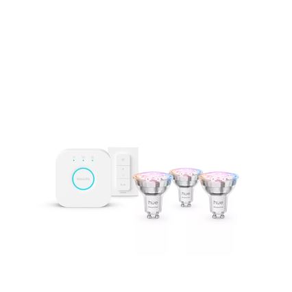 Philips Hue White And Color Ambiance Essential Starter-Set 3xGU10/4,7W/230V 2200-6500K + Verbindungsgerät