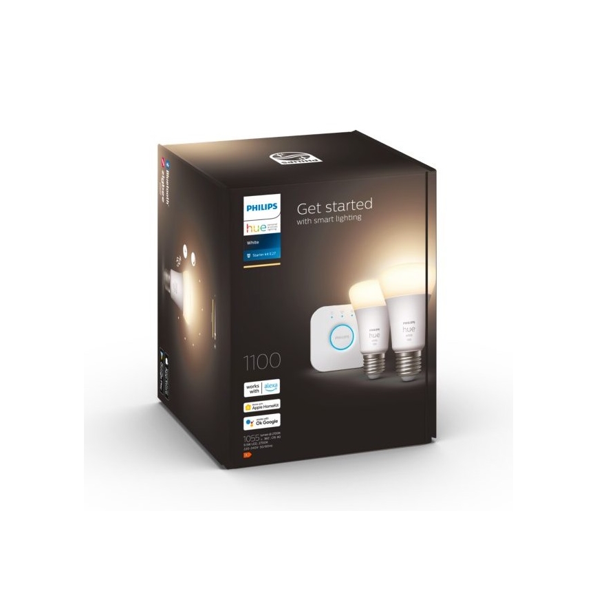 Starter-Set Philips Hue WHITE 2xE27/9,5W 2700K + Hue Bridge