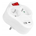 Steckdosenleiste mit Schalter, 2 Steckdosen + USB‑C + USB‑A