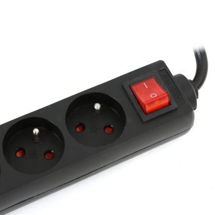 Steckdosenleiste mit Schalter 5Z Typ E 1,5m schwarz