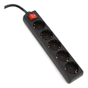 Steckdosenleiste mit Schalter 5Z Typ F 1,5m schwarz