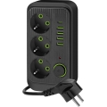 Steckdosenleiste mit Schalter LINEA 3x230V + 5xUSB A/C SCHUKO 3 m schwarz