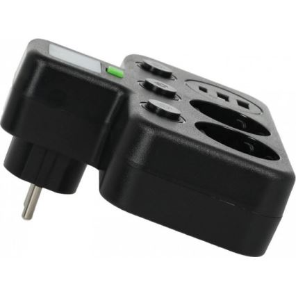 Steckdosenleiste mit Schalter und LED-Beleuchtung LINEA PRO – 2x SCHUKO + 3x USB A/C 4000K schwarz