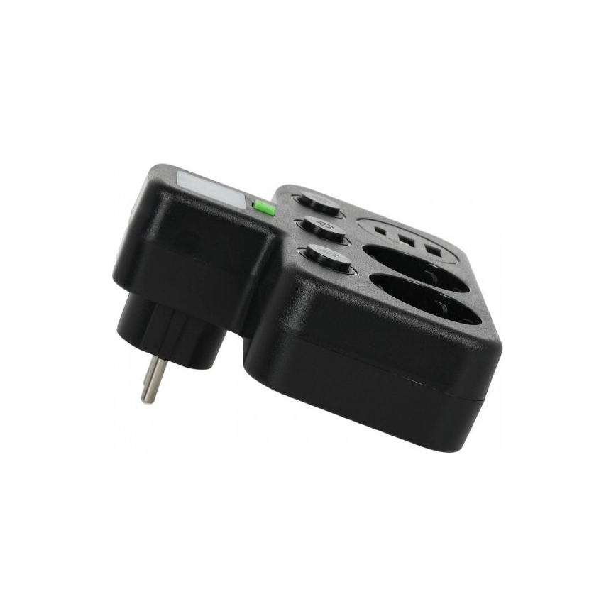 Steckdosenleiste mit Schalter und LED-Beleuchtung LINEA PRO – 2x SCHUKO + 3x USB A/C 4000K schwarz