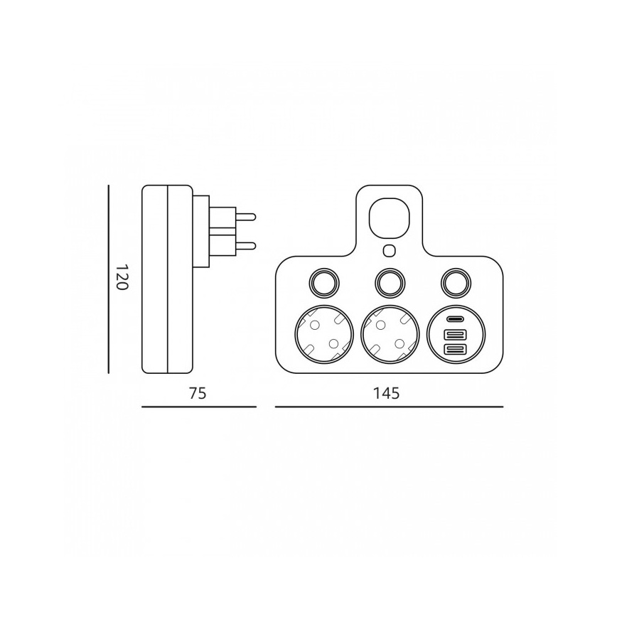 Steckdosenleiste mit Schalter und LED-Beleuchtung LINEA PRO – 2x SCHUKO + 3x USB A/C 4000K schwarz