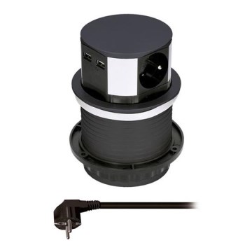 Steckdosensäule für eine Tischplatte 3x230V