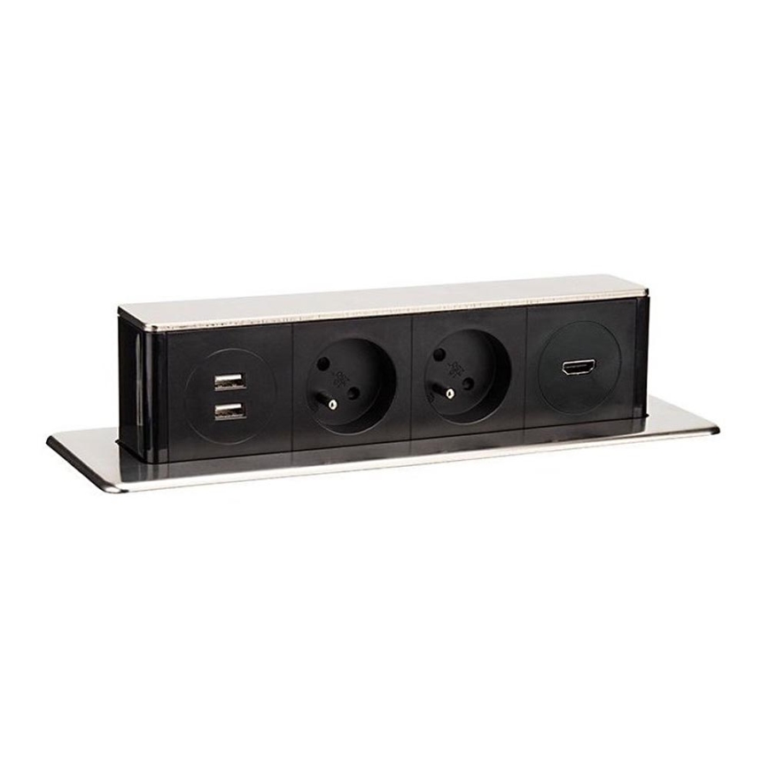 Steckdosensäule für Tischplatte 2x230V + 2xUSB + HDMI