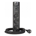 Steckdosensäule für Tischplatte 3x230V + USB-A + USB-C schwarz