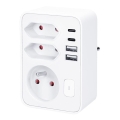 Steckdosenverteiler 1x16A+2x 2,5A mit 2xUSB A+C Ladegerät weiß