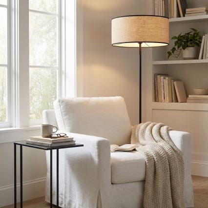 Stehlampe ECO 1xE27/15W/230V Beige/Rattan