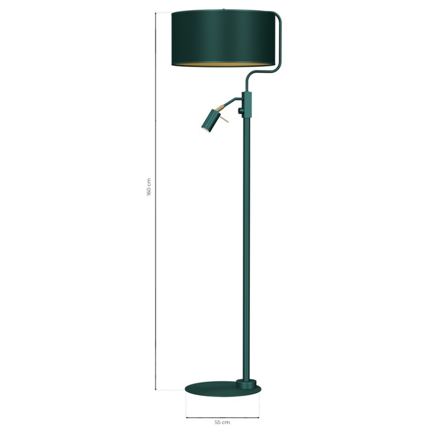 Stehlampe VERDE 1xE27/60W/230V + 1xGU10-MR11/7W grün