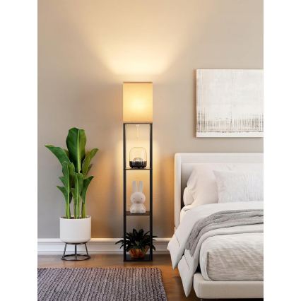 Stehleuchte mit Ablagen 1xE27/40W/230V schwarz/weiß