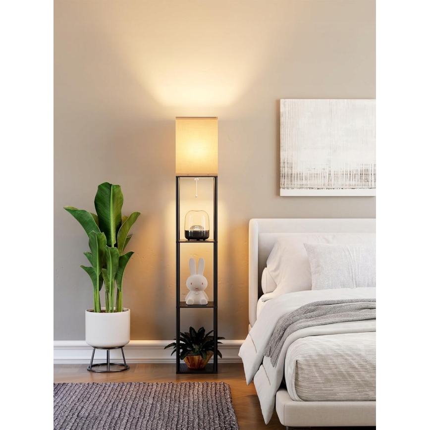 Stehleuchte mit Ablagen 1xE27/40W/230V schwarz/weiß