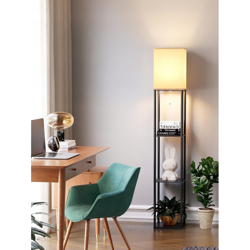 Stehleuchte mit Ablagen 1xE27/40W/230V schwarz/weiß