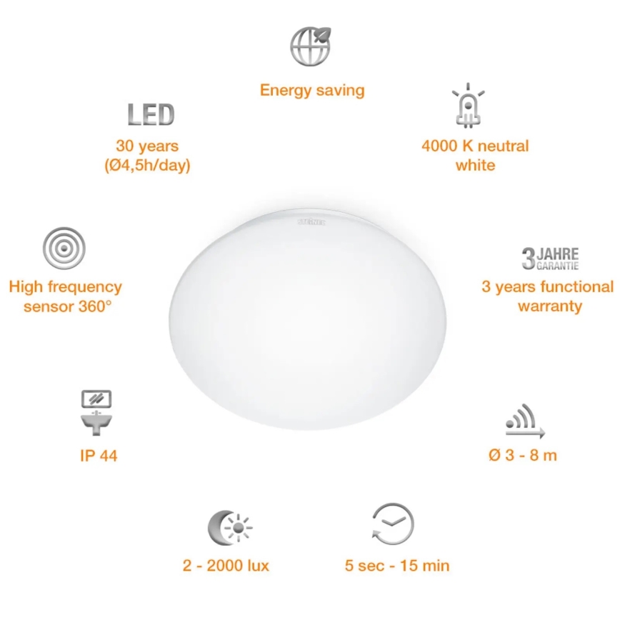STEINEL 008383 - LED Badezimmerleuchte mit Sensor RS16LED LED/9,5W/230V