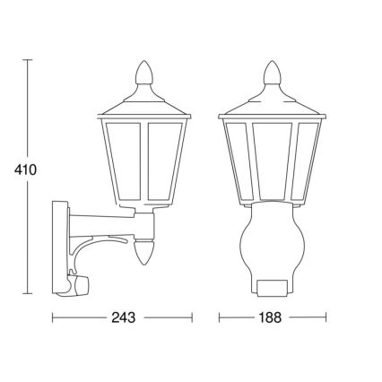 Steinel 617813 - Außenwandleuchte mit Sensor L 15 1xE27/60W/230V IP44