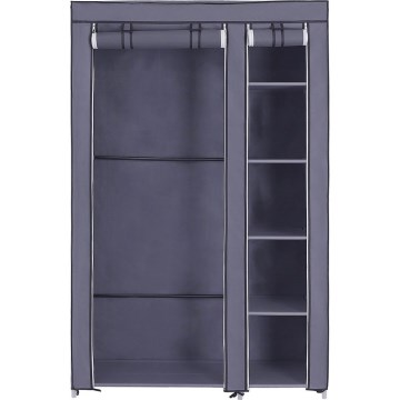 Stoff-Kleiderschrank mit Regalböden und Kleiderstange MATIS 110x175 cm grau