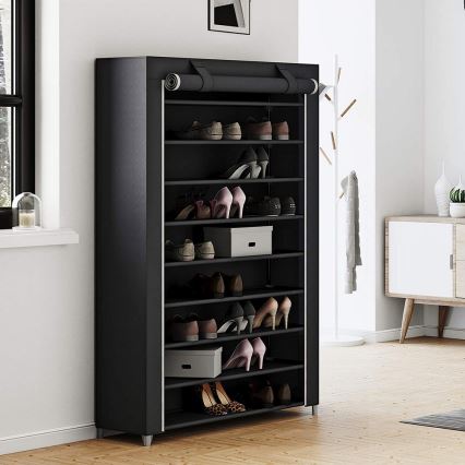 Stoffschrank mit Regalen MATIS 100x162 cm schwarz