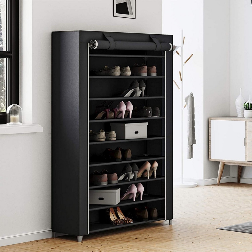 Stoffschrank mit Regalen MATIS 100x162 cm schwarz