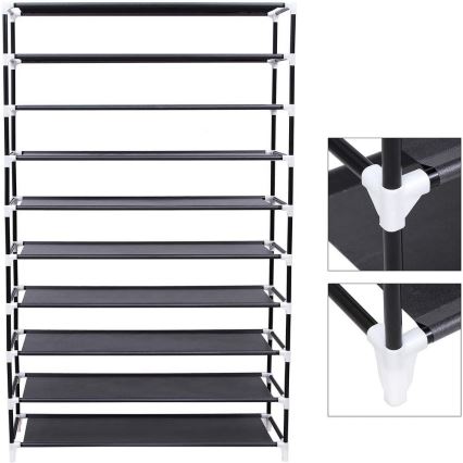 Stoffschrank mit Regalen MATIS 100x162 cm schwarz
